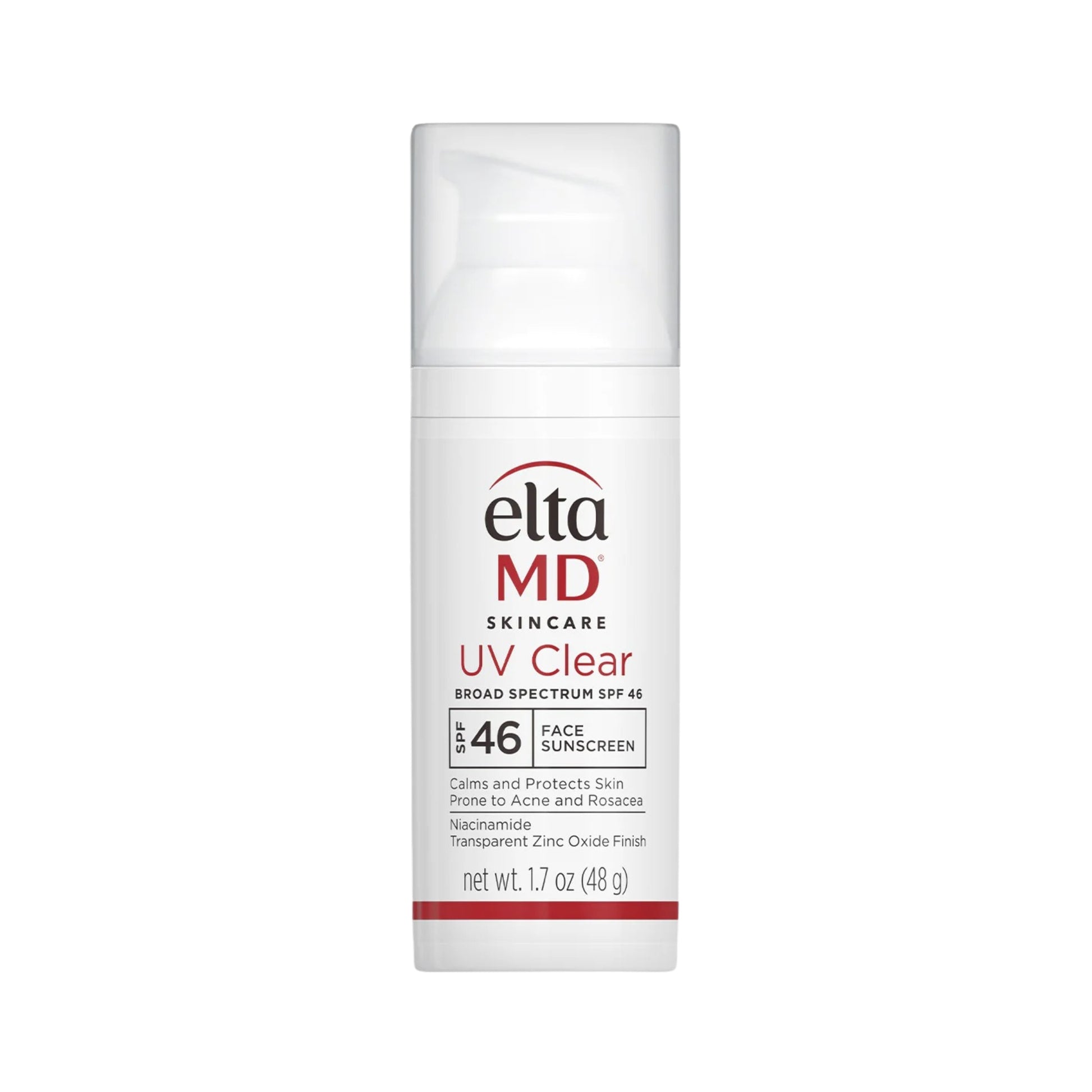 EltaMD UV Clear Broad Spectrum SPF 46 – lightweight facial sunscreen with niacinamide and zinc oxide that calms, protects, and prevents acne or rosacea flare-ups.