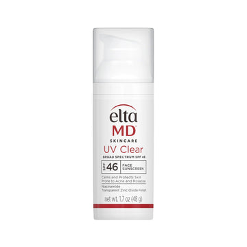 EltaMD UV Clear Broad Spectrum SPF 46 – lightweight facial sunscreen with niacinamide and zinc oxide that calms, protects, and prevents acne or rosacea flare-ups.