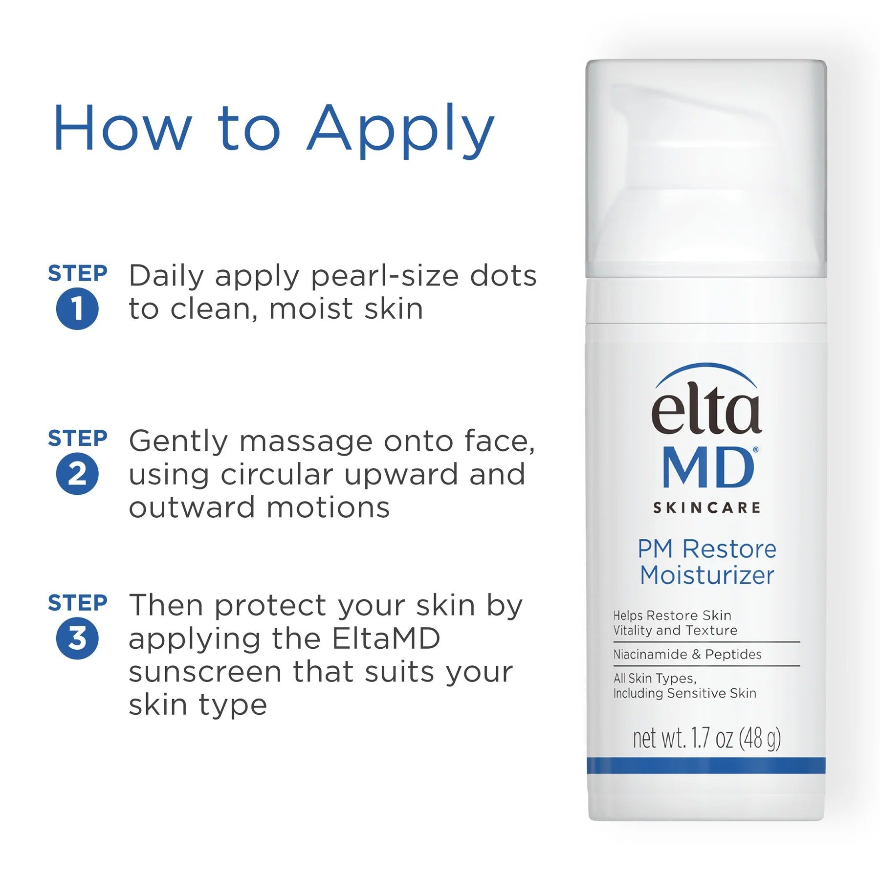 Eltamd skincare product with application instructions on a white background