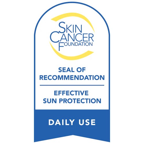 Skin Cancer Foundation Seal of Recommendation for daily use and effective sun protection.