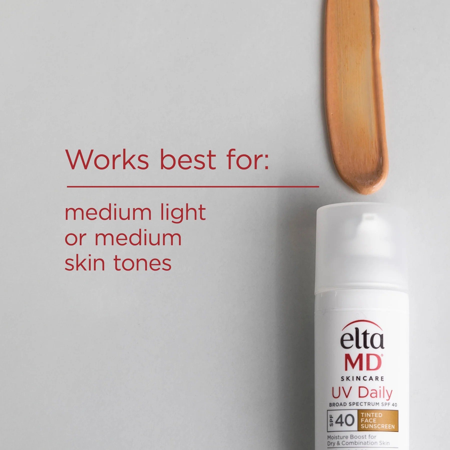 Eltma MD skincare product with a swatch on a gray background