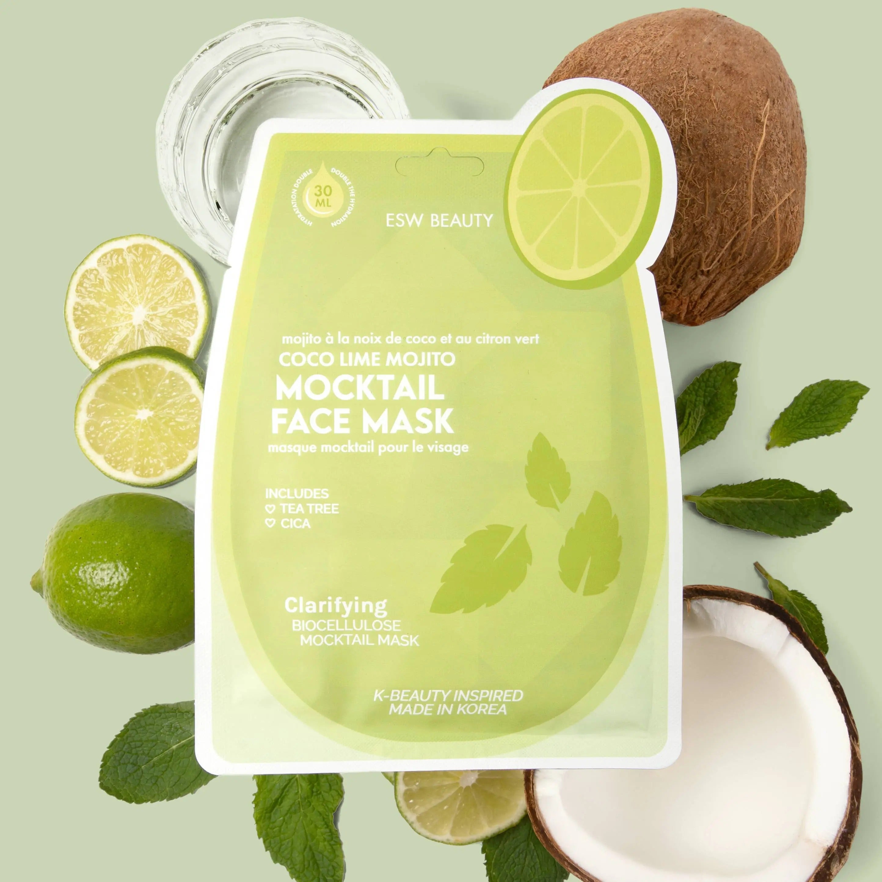 ESW Beauty Coco Lime Mojito Clarifying Biocellulose Mocktail Mask