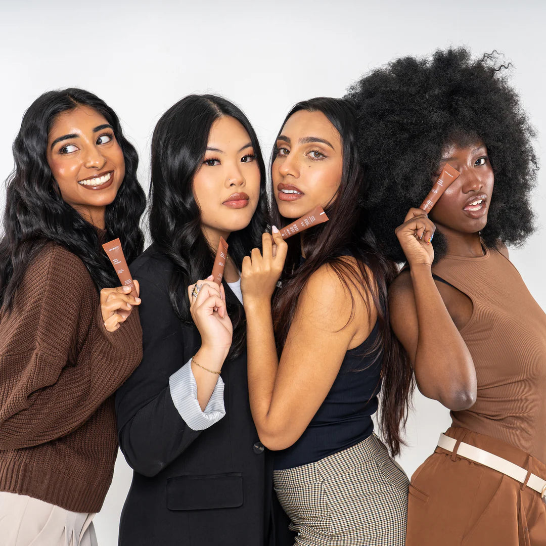 Diverse models showcasing ESW Beauty Mocha Coffee Smoothie Lip Treatment for glossy, nourished lips, curated by The Pharmacy Lab.