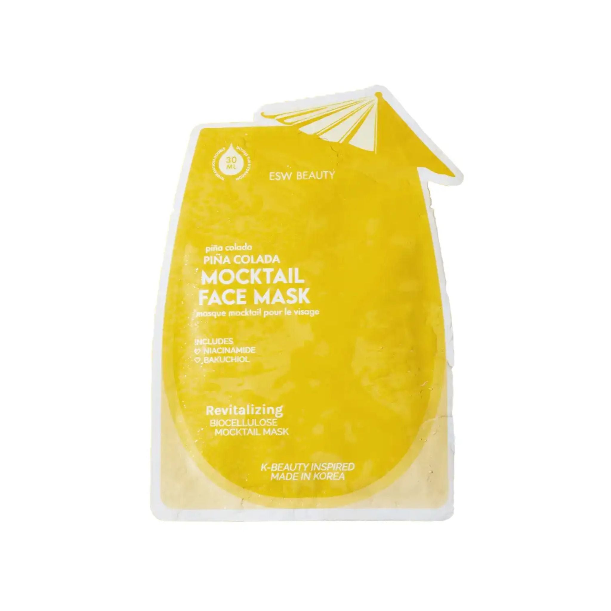 ESW Beauty Piña Colada Revitalizing Biocellulose Mocktail Mask packaging featured at The Pharmacy Lab.