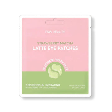 Alt text:
The Pharmacy Lab ESW Beauty Strawberry Matcha Latte Depuffing & Hydrating Eye Patches with green tea and niacinamide, vegan under-eye patches
