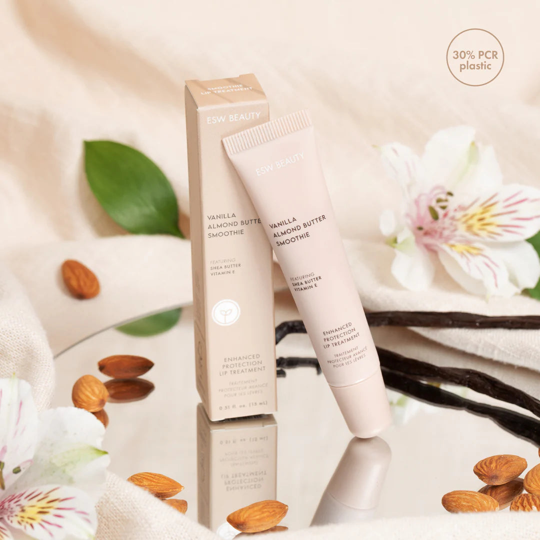 ESW Beauty Vanilla Almond Butter Smoothie Lip Treatment packaging with almond and vanilla inspired styling at The Pharmacy Lab