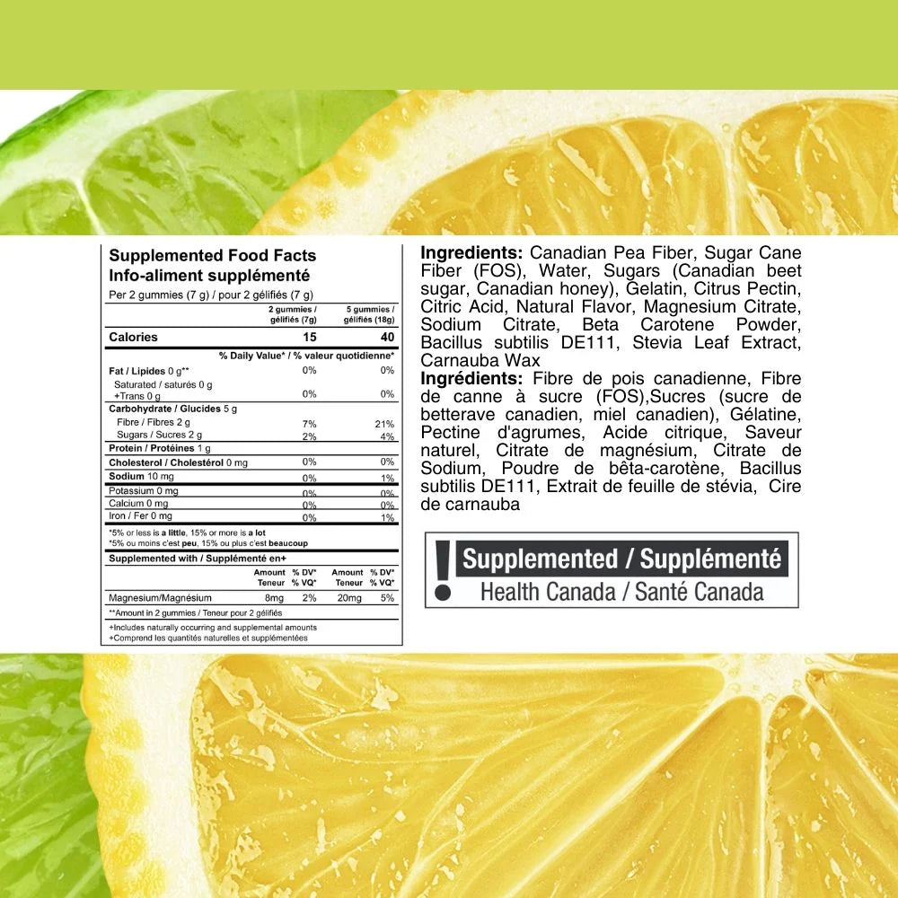 Packaging of Gumvees Gut Health Gummies with lemon and lime design on a white background