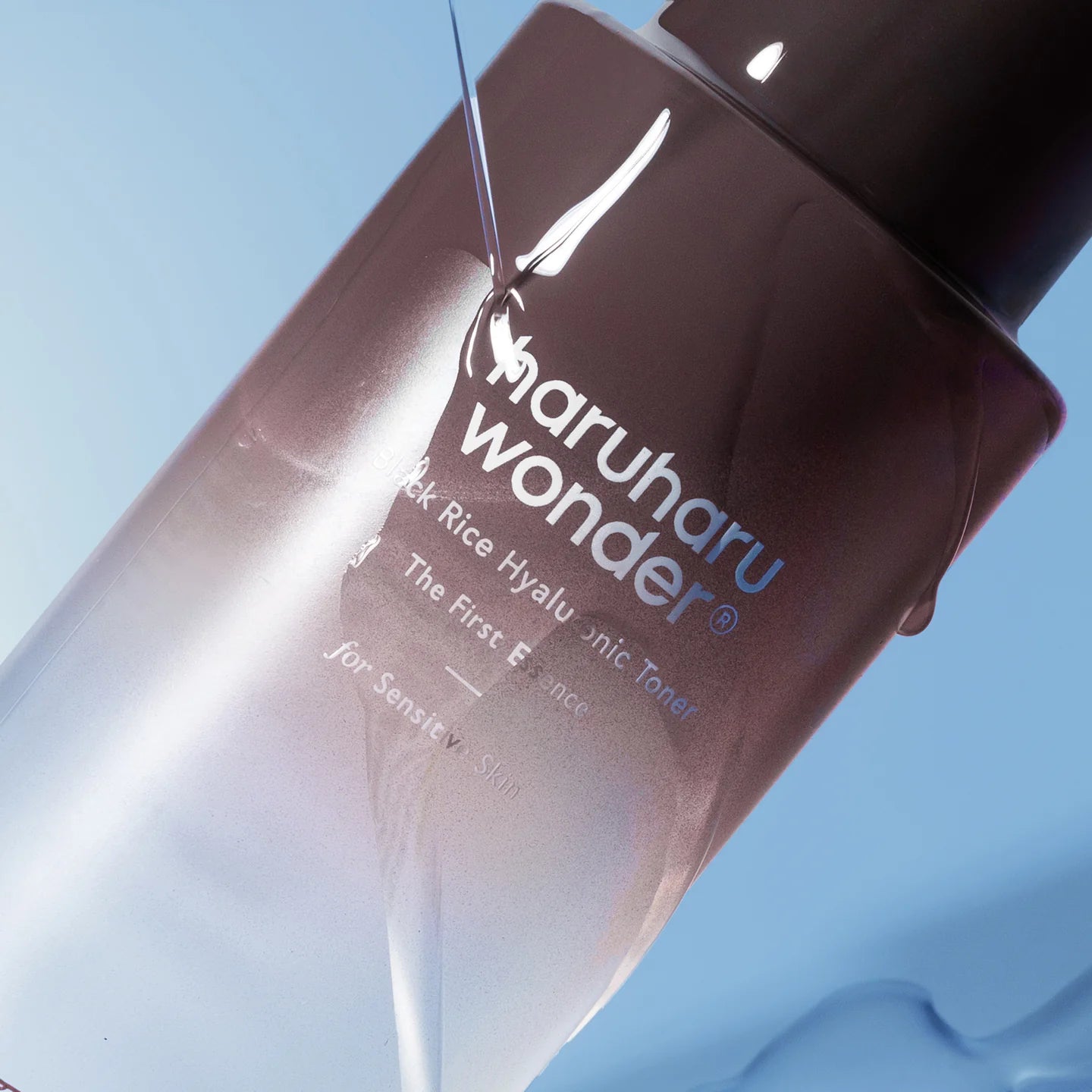 Maruharu wonder skincare bottle on a light blue background