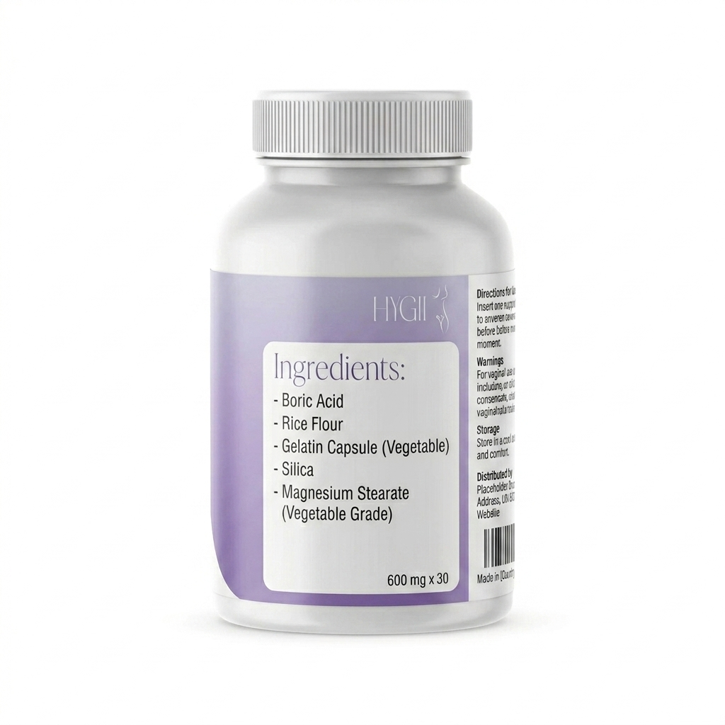 Bottle of Vegan Vaginal Vitamins on a white background