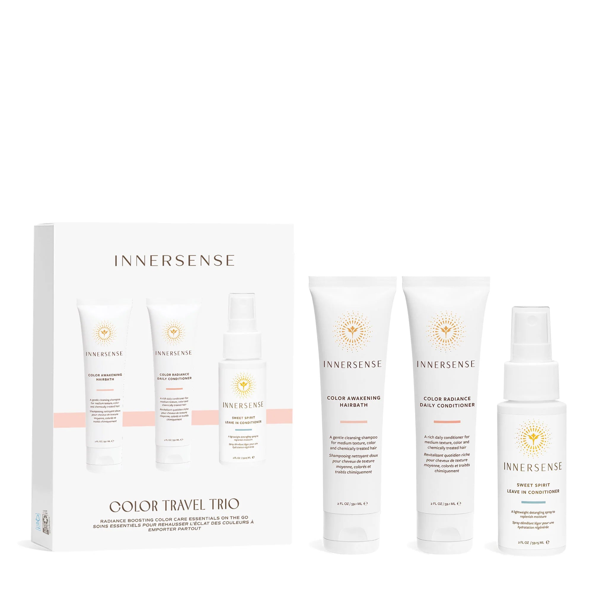 Innersense skincare travel set on a white background