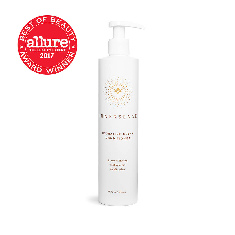 Innersense hydrating cream conditioner bottle with Allure Best of Beauty Award 2017 badge on a white background