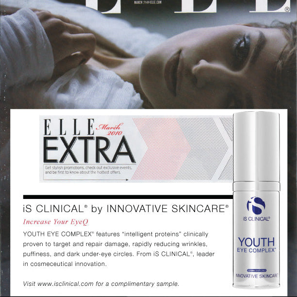 Skincare bottle labeled 'Youth Eye Complex' on a white background