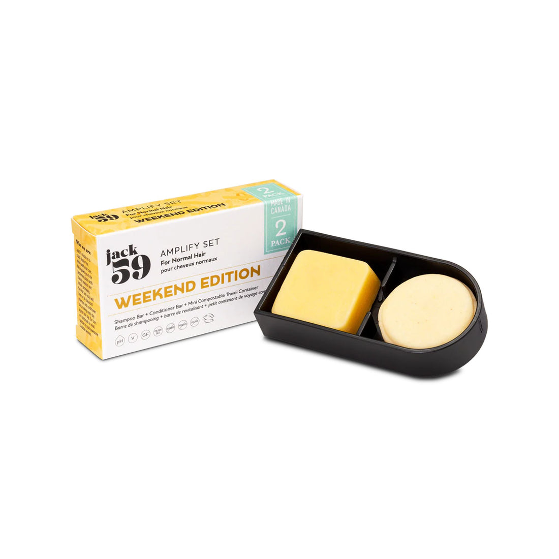 Jack 3D Weekend Edition amply set with two yellow ampoules in a black container on a white background.