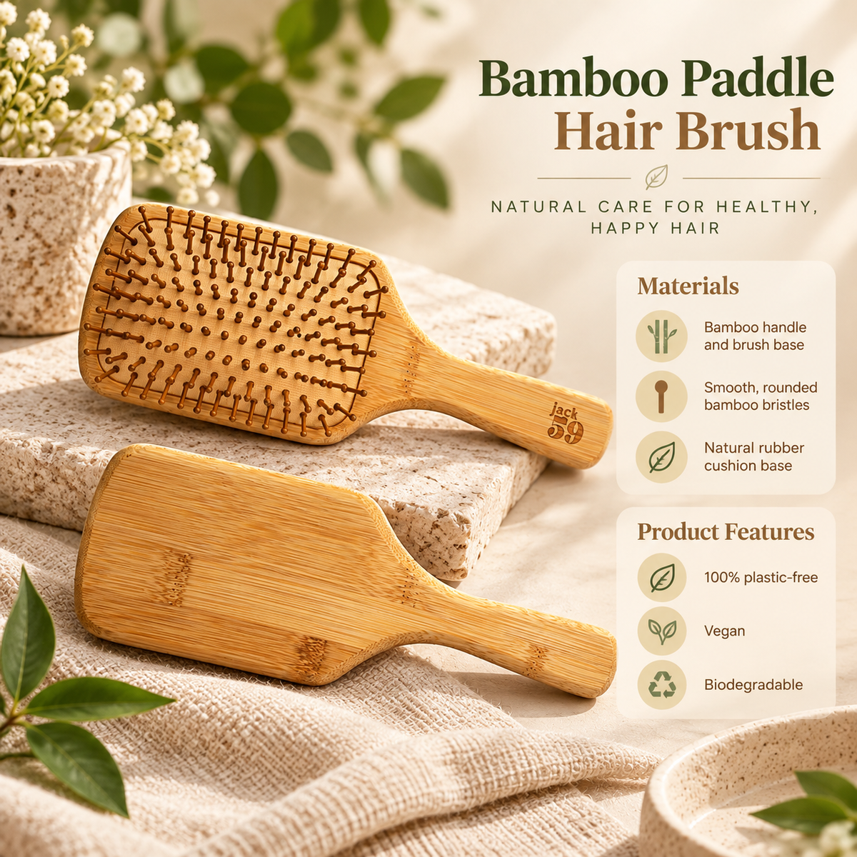 Jack59 Bamboo Hair Brush