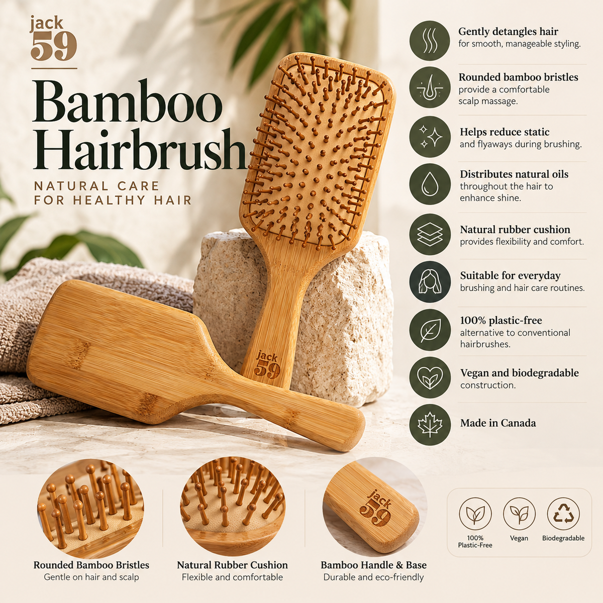 Jack59 Bamboo Hair Brush