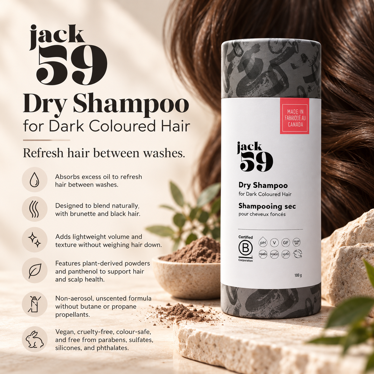 Jack59 Dry Shampoo for Dark Hair