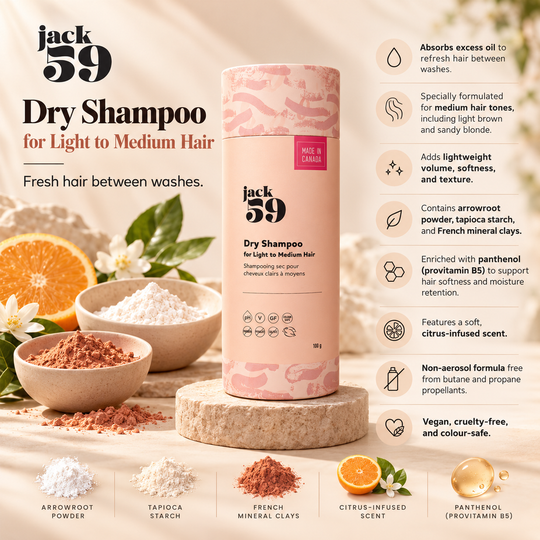 Jack59 Dry Shampoo for Medium Hair