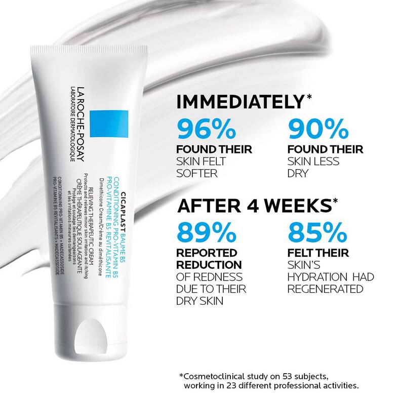 Clinical results infographic – immediate and 4-week improvements in skin softness and hydration.