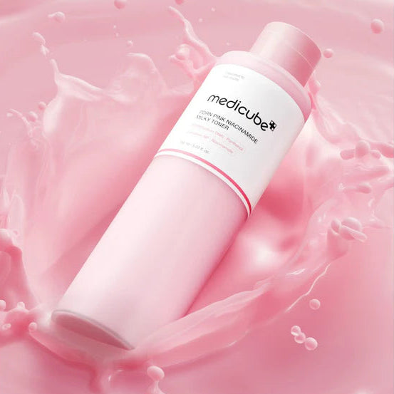 The Pharmacy Lab Medicube PDRN Pink Niacinamide Milky Toner 150ml shown in creamy milky texture for skin hydration