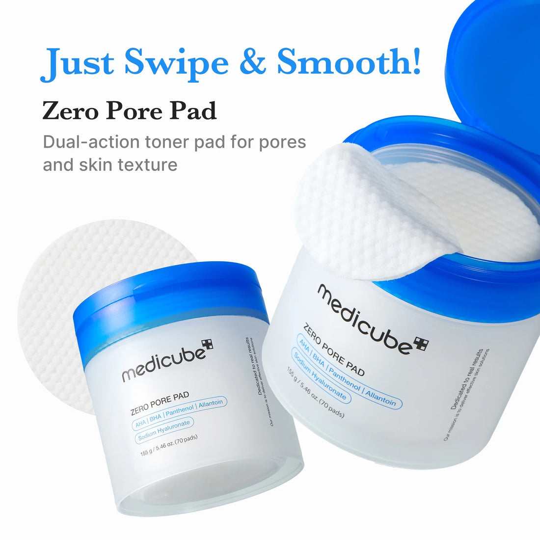 The Pharmacy Lab Medicube Zero Pore Pad 2.0 exfoliating toner pads with lactic acid and panthenol for visible pore care