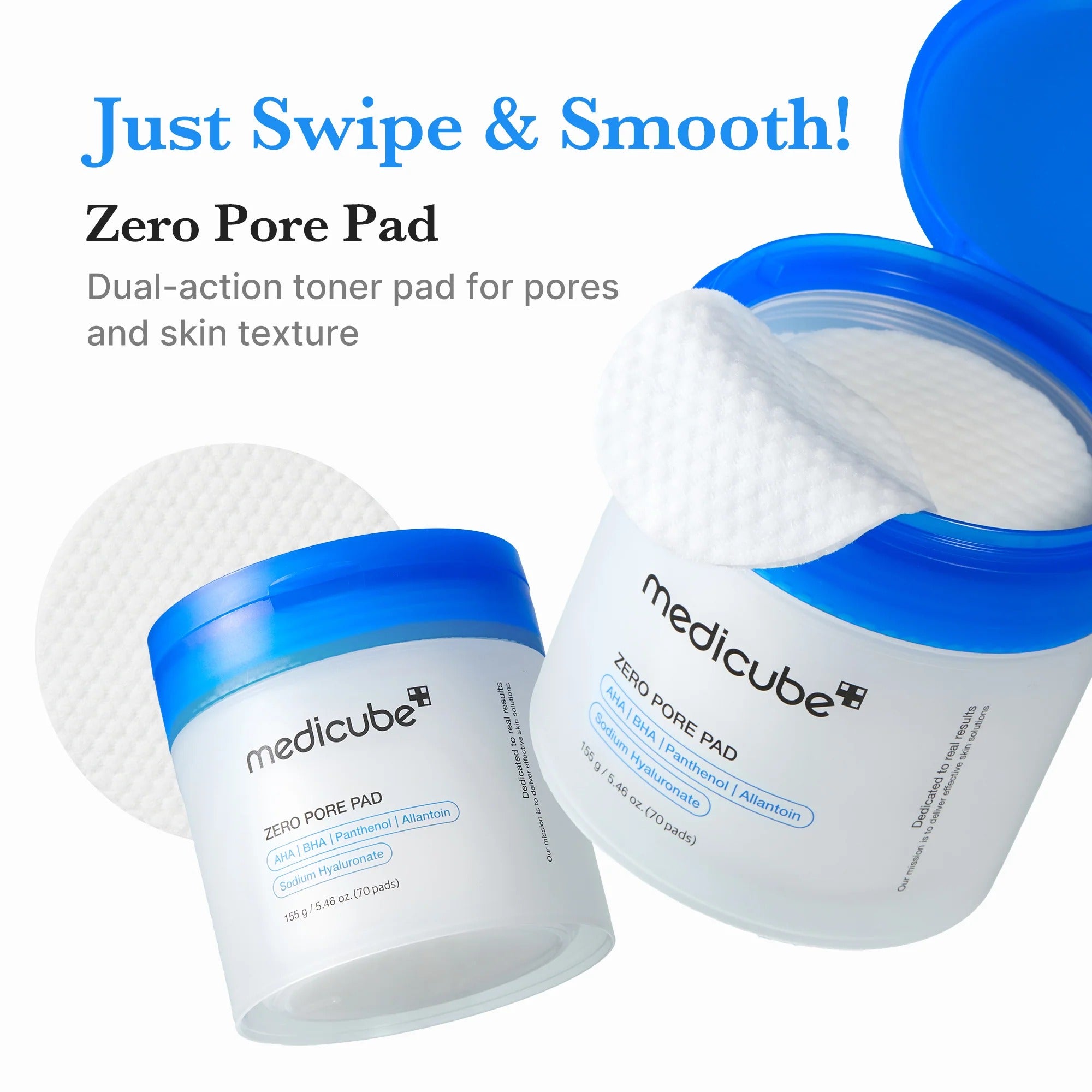 The Pharmacy Lab Medicube Zero Pore Pad 2.0 dual-action toner pads for smoothing skin texture and minimizing pores