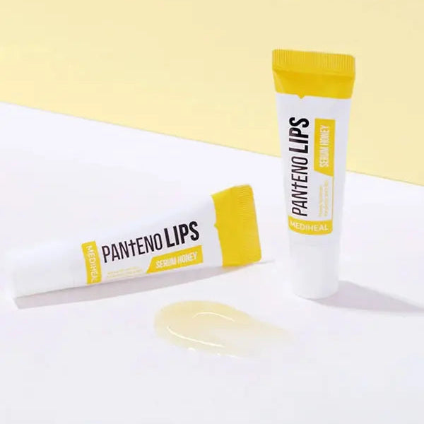 Two tubes of Pantene Lips balm on a light yellow background