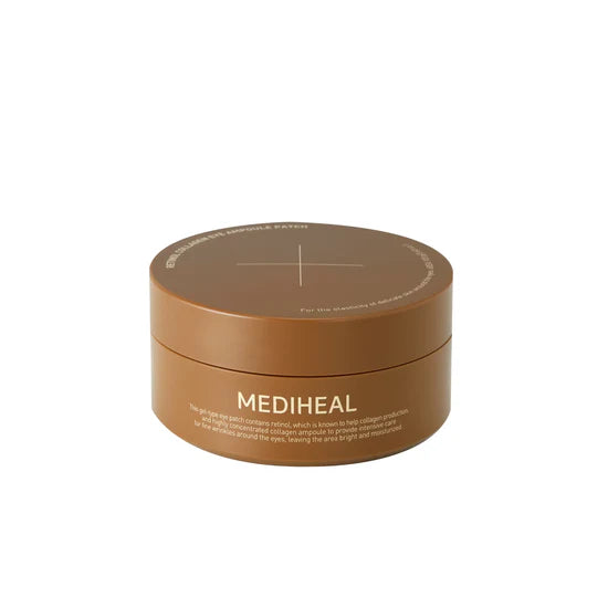 Brown cosmetic container with 'Mediheal' branding on a white background