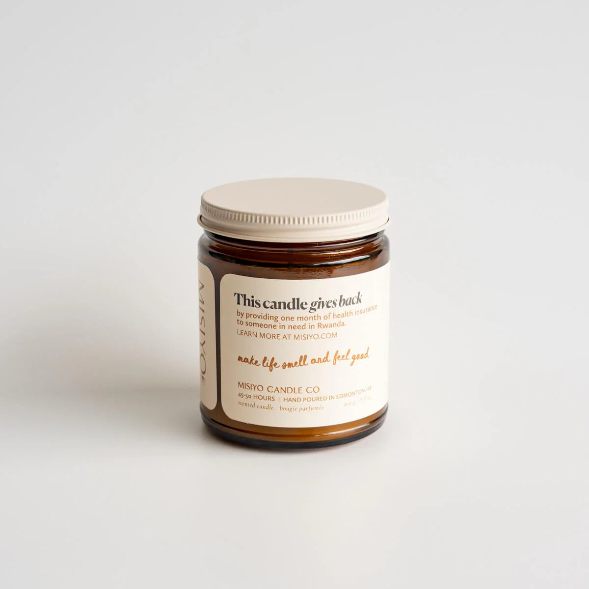 Jar candle with a label on a white background
