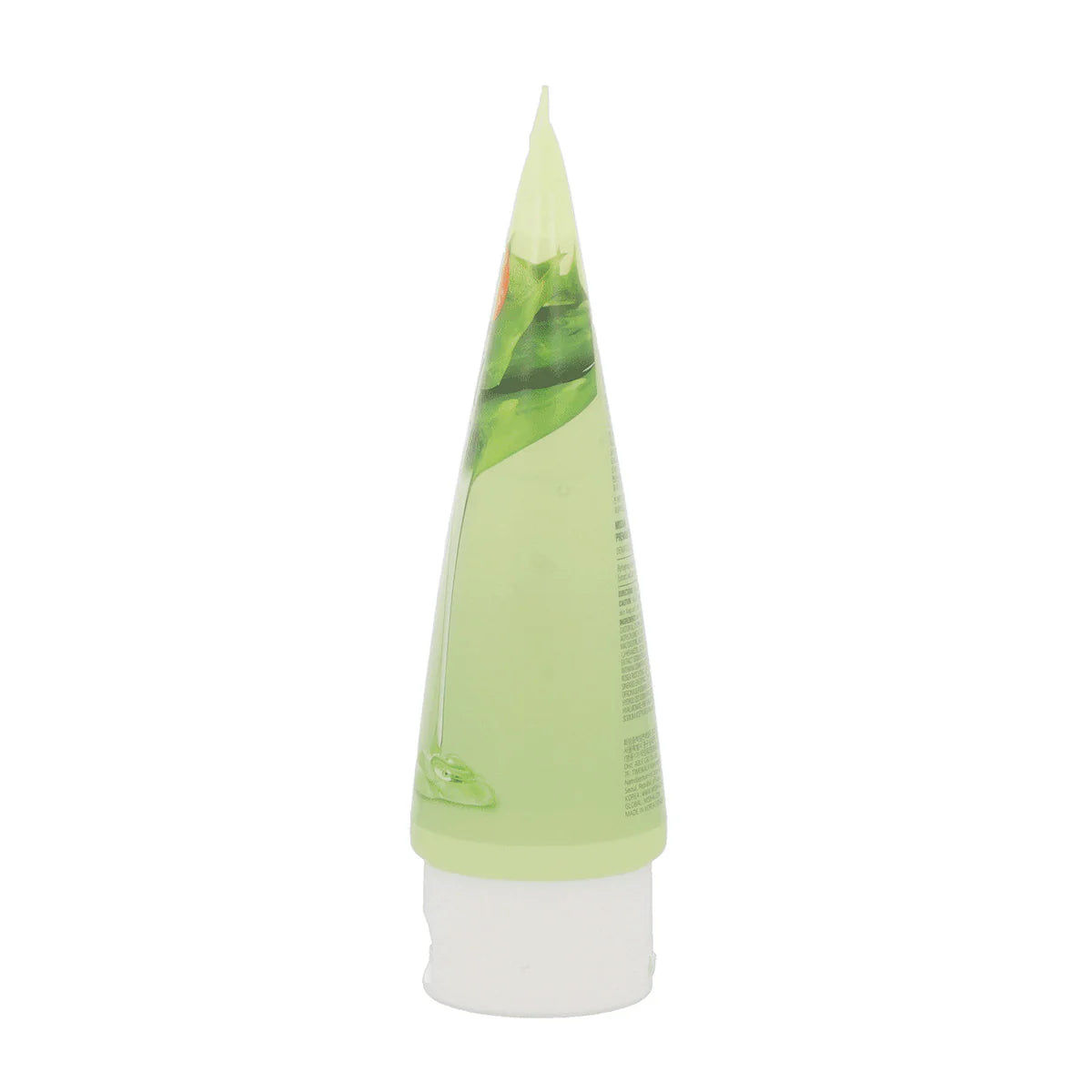 Green tube of cream or gel on a white background
