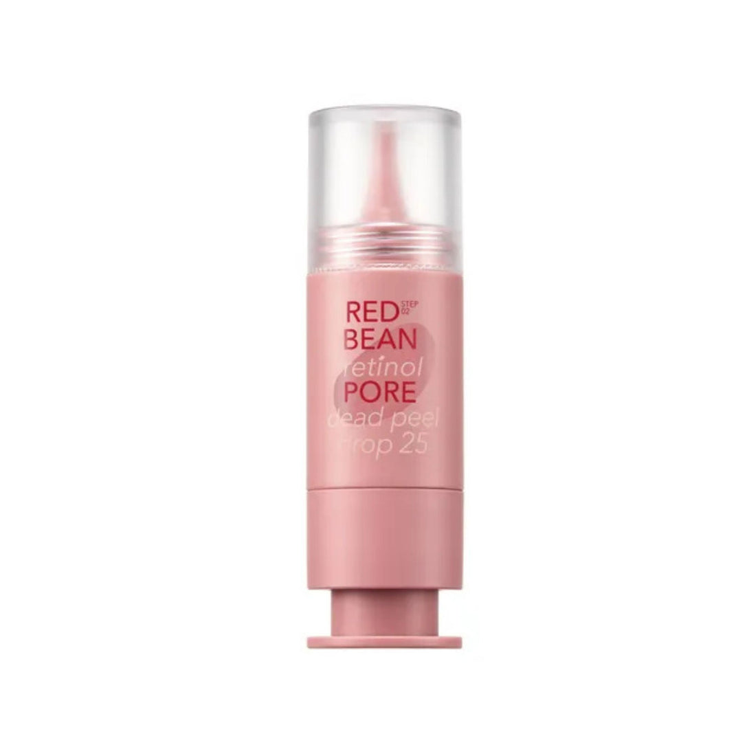 Pink skincare product with clear cap on a white background