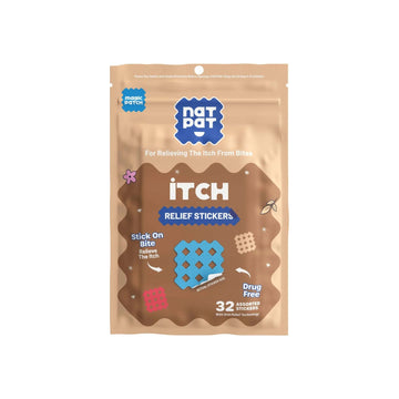 Package of Nat Pat Itch Relief Stickers on a white background
