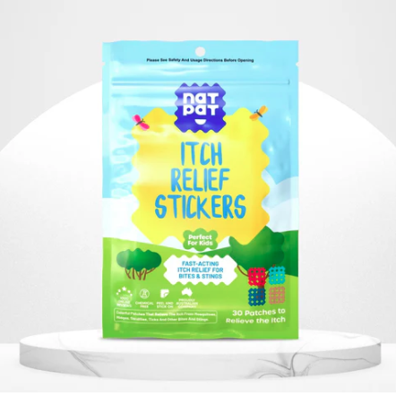 Pack of 'Itch Relief Stickers' for pets on a white background