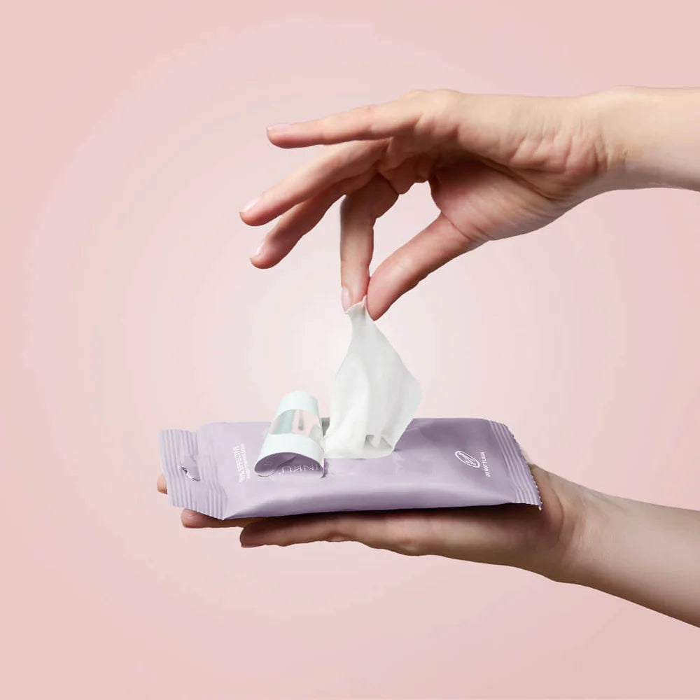 A single packet of Nisshinmu Skin Essentials Lavandula facial cleansing wipes, shown against a plain white background.