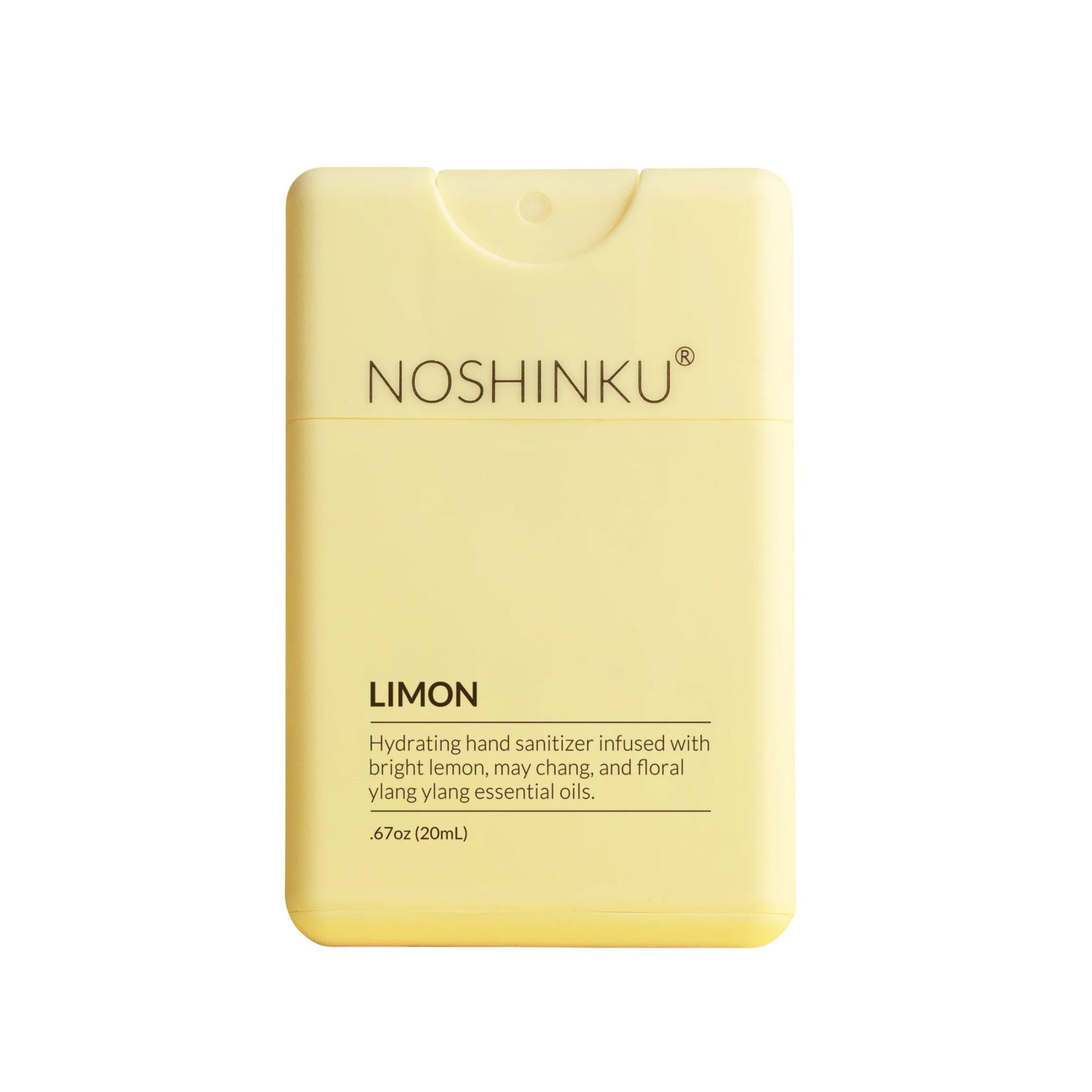 The Pharmacy Lab Noshinku Limon Pocket Sprayer hydrating hand sanitizer with bright lemon, may chang, and ylang ylang essential oils