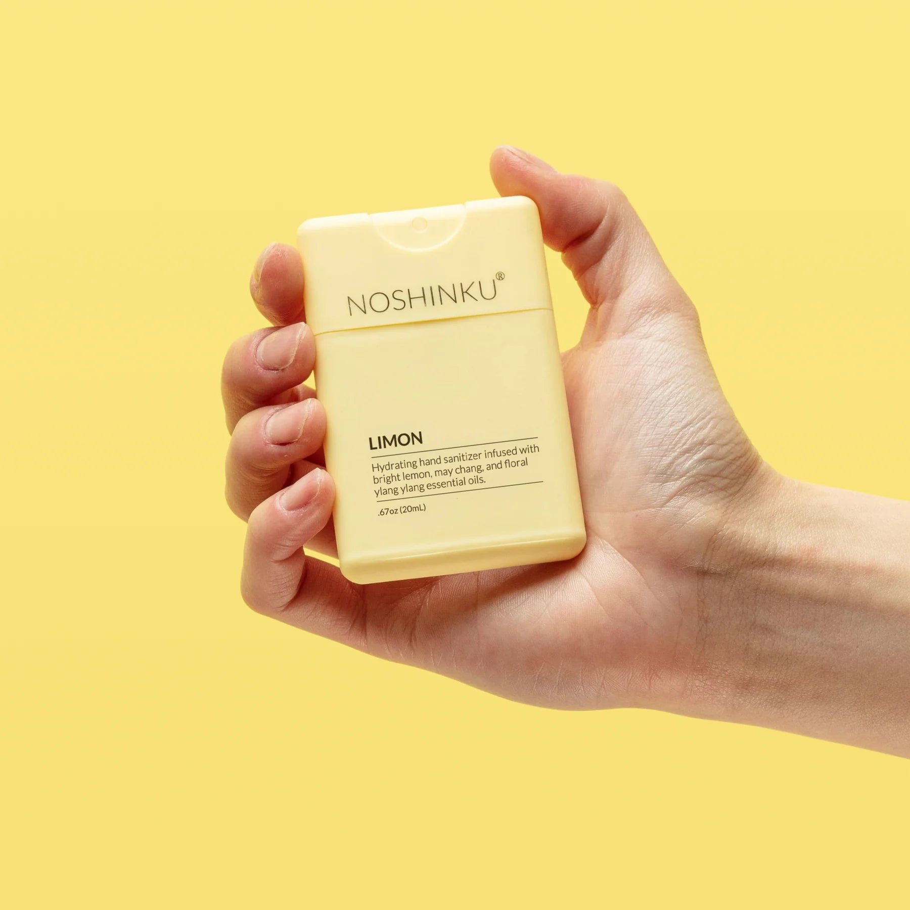 Close-up of The Pharmacy Lab Noshinku Limon Pocket Sprayer hydrating hand sanitizer for clean and refreshed hands