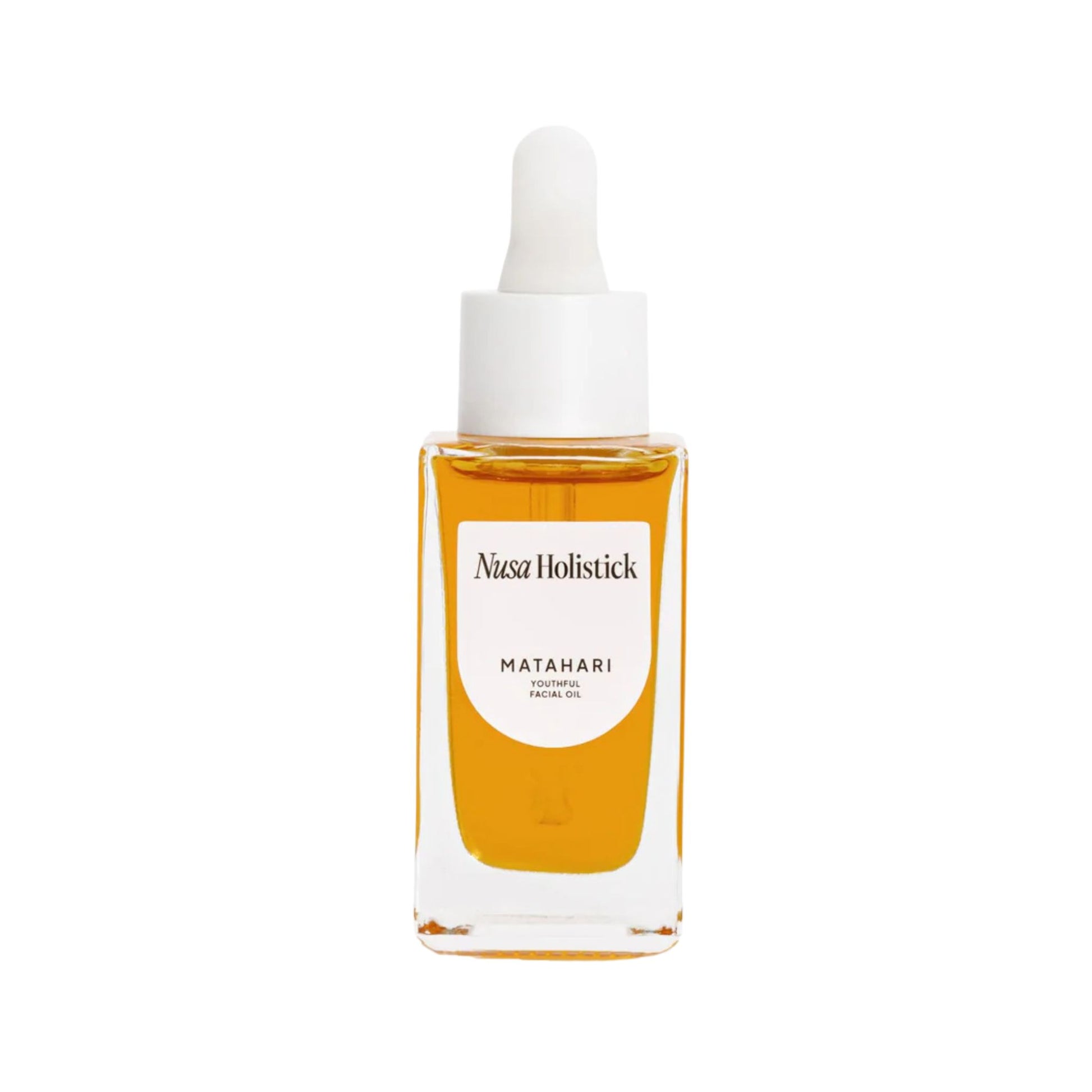 Nusa Holistick Matahari facial oil bottle on a white background