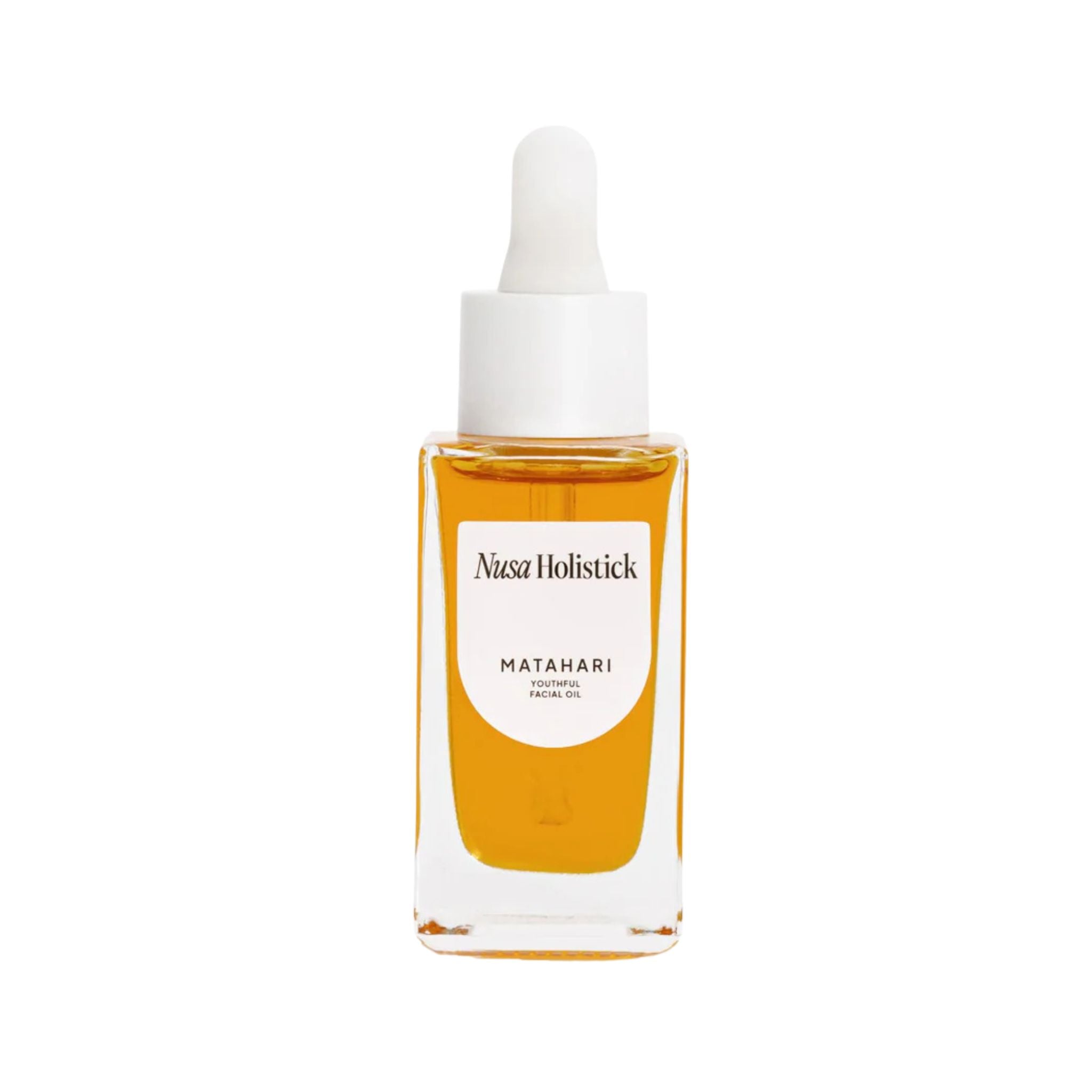 Nusa Holistick Matahari facial oil bottle on a white background