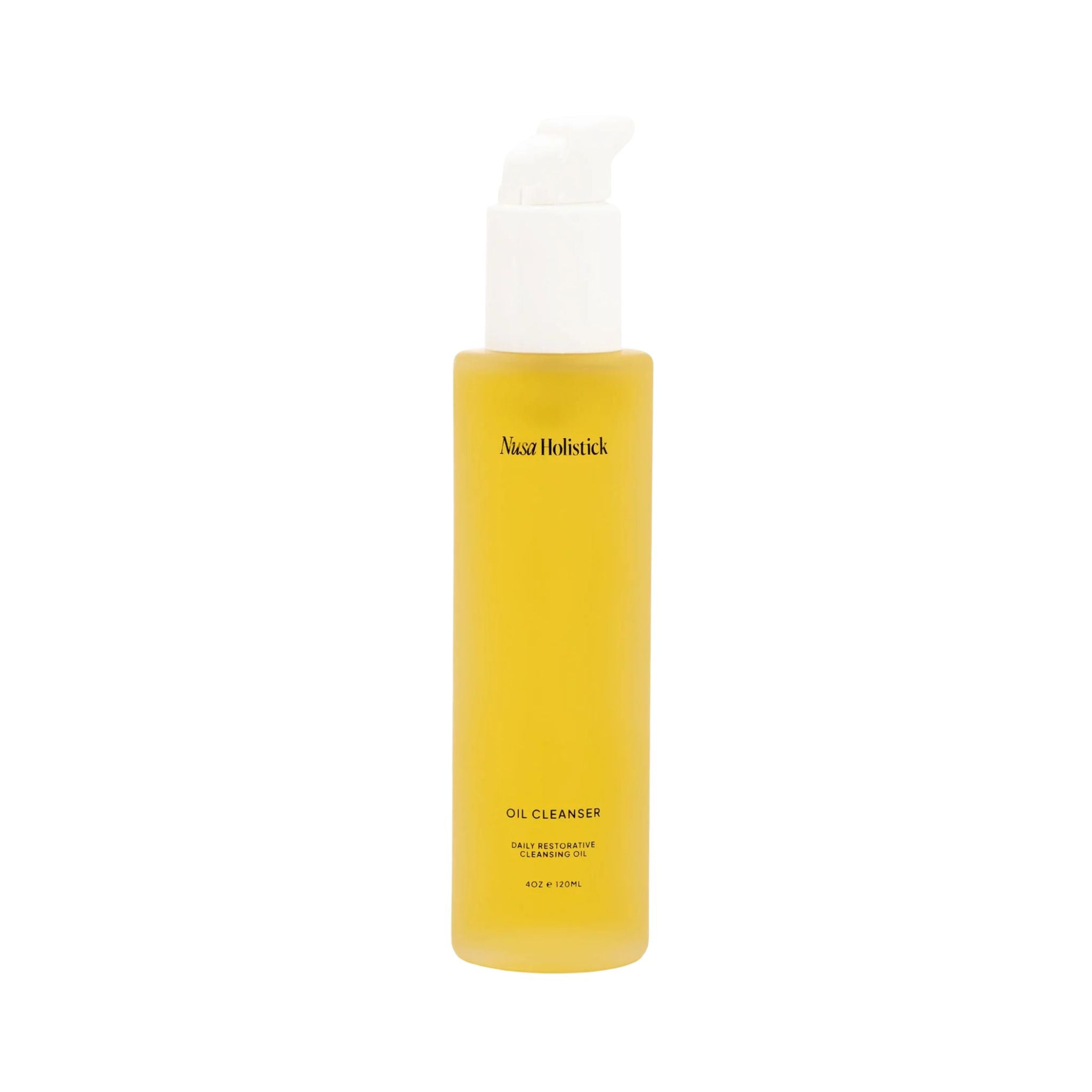 Yellow bottle of Alvar Holistic Oil Cleanser on a white background
