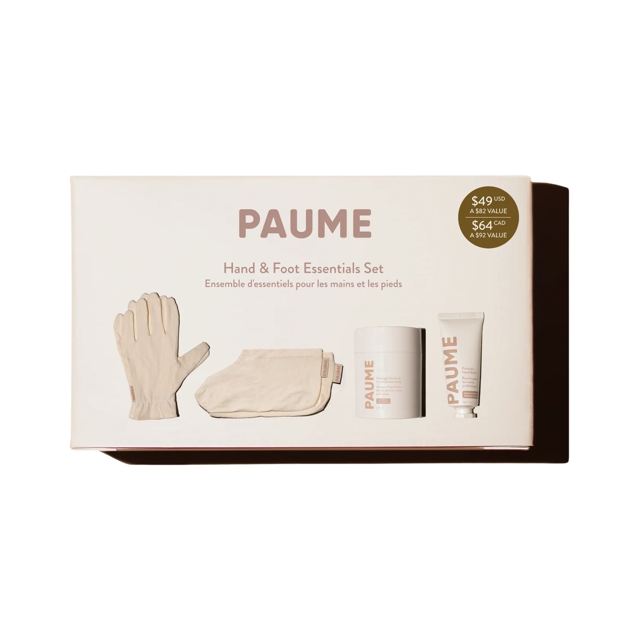 PAUME hand and foot essentials set packaging on a white background