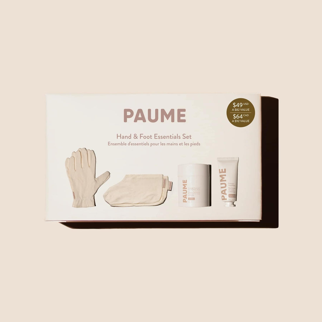 PAUME hand and foot essentials set packaging on a white background