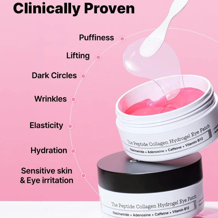 Clinically proven Peptide Collagen Eye Patches showing reduction of puffiness, lifting, and hydration results – The Pharmacy Lab.