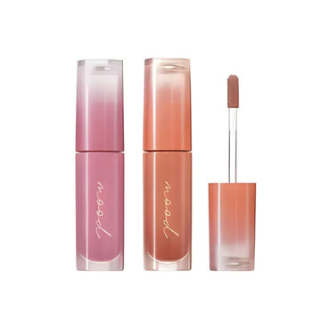Lip gloss set with applicator on a white background