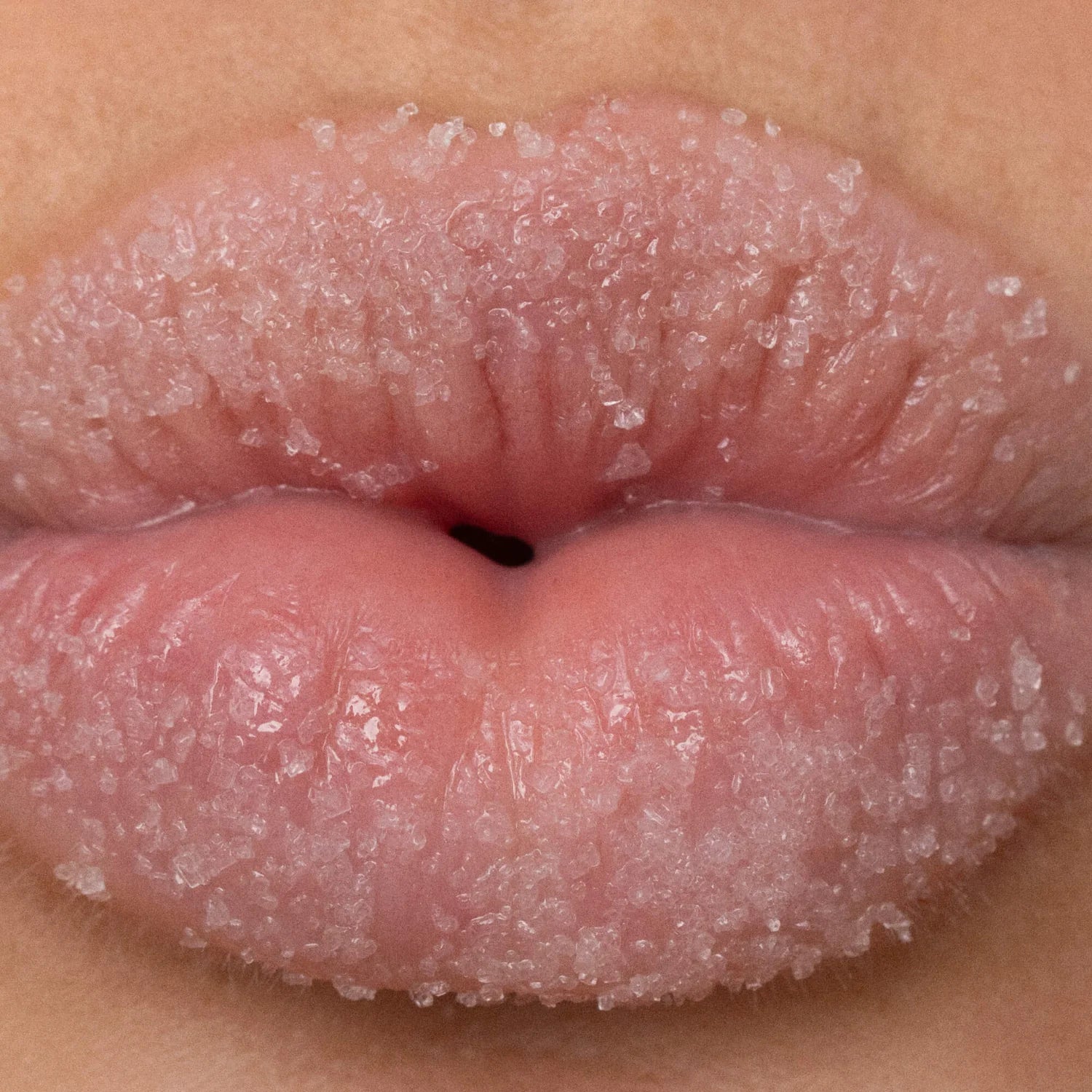 Close-up of lips with a sugary coating