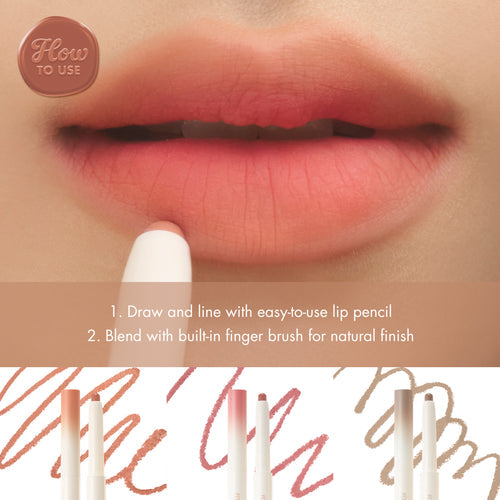 Lipstick with applicator and text on a beige background