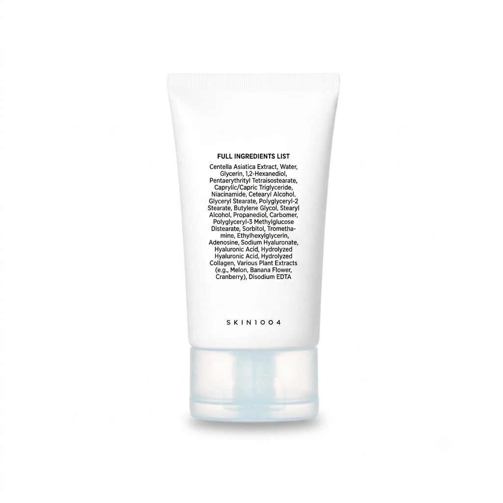 Skincare cream tube with 'Skin1004' branding on a white background