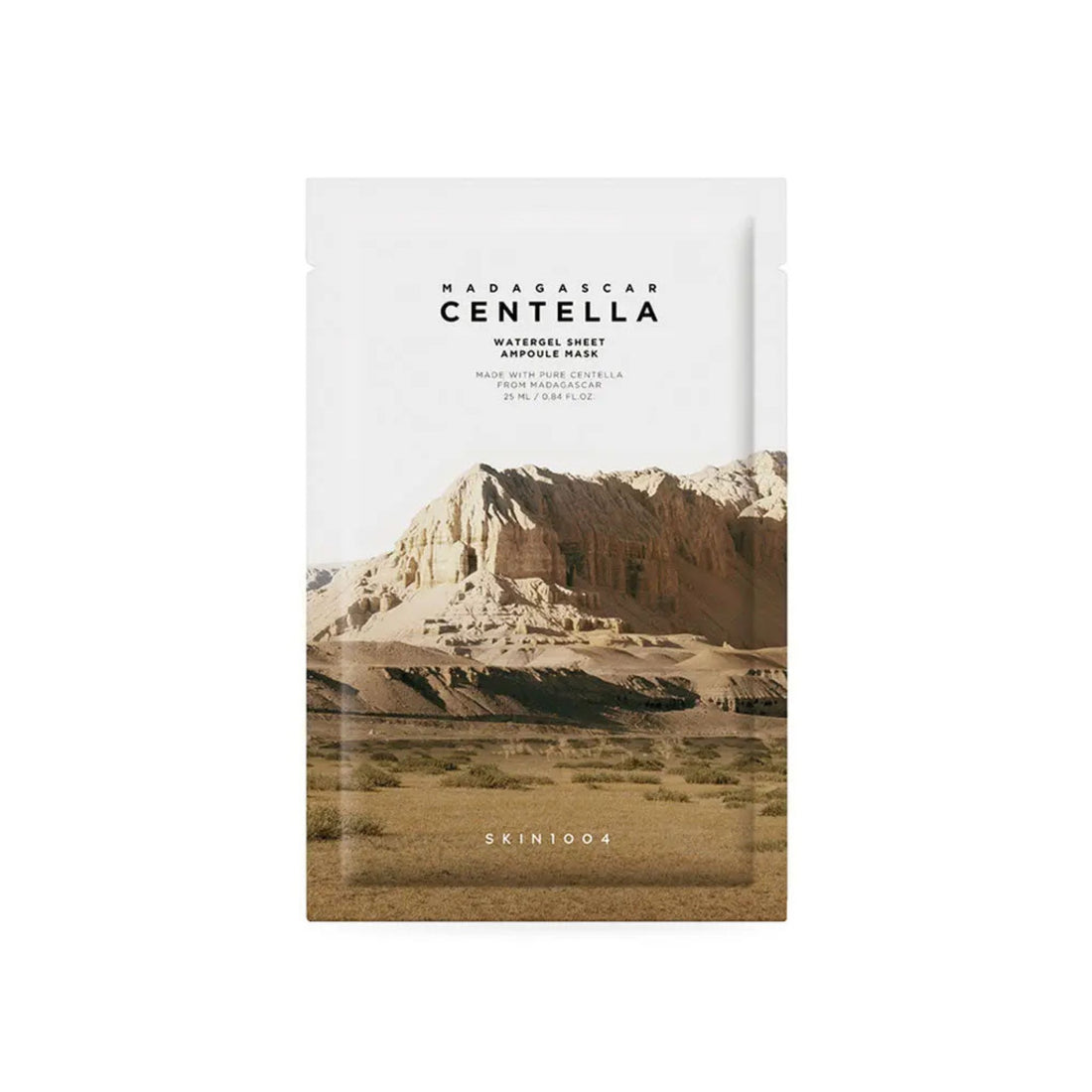 Product packaging with mountain landscape and 'Madagascar Centella' text on a white background