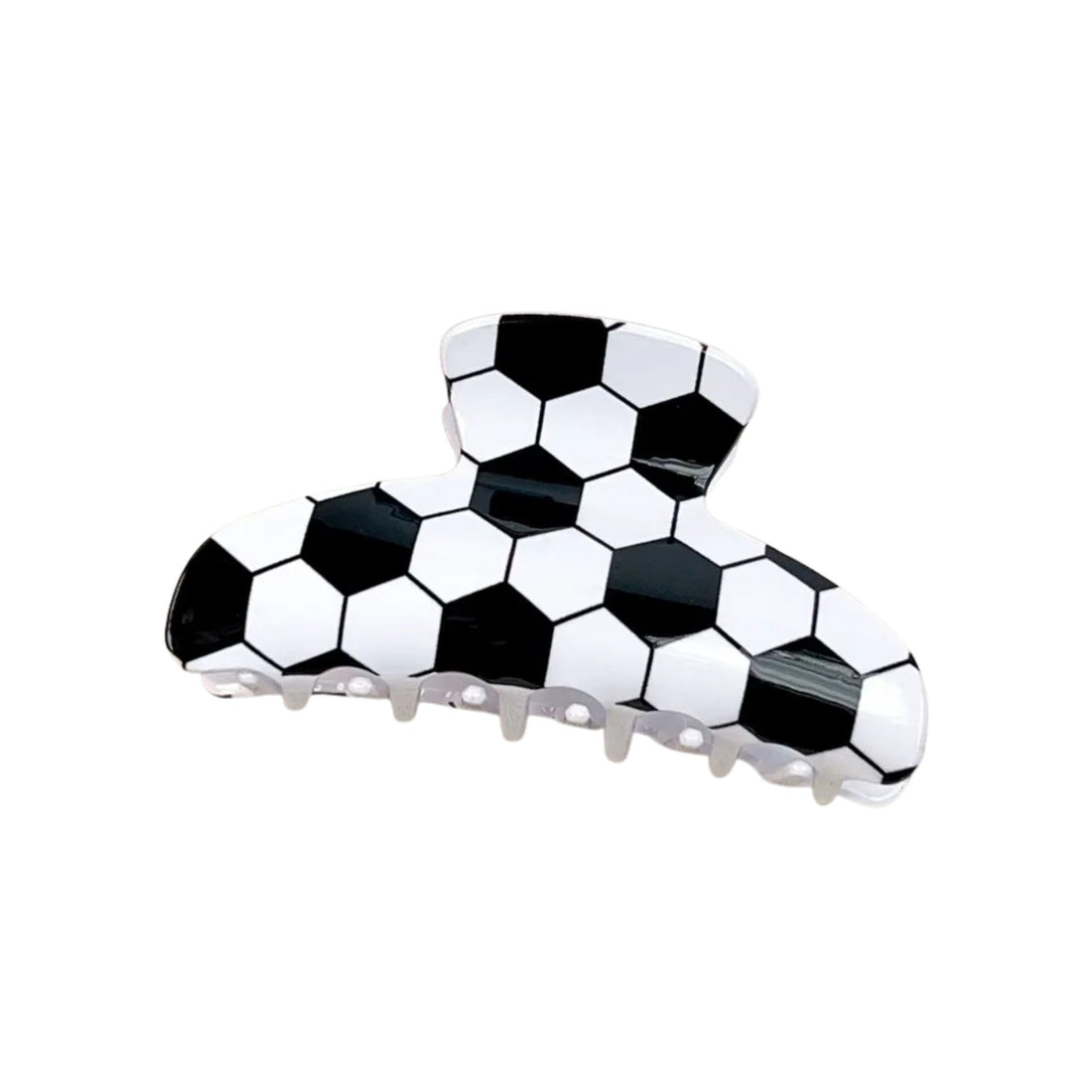 Black and white checkered hair clip on a white background