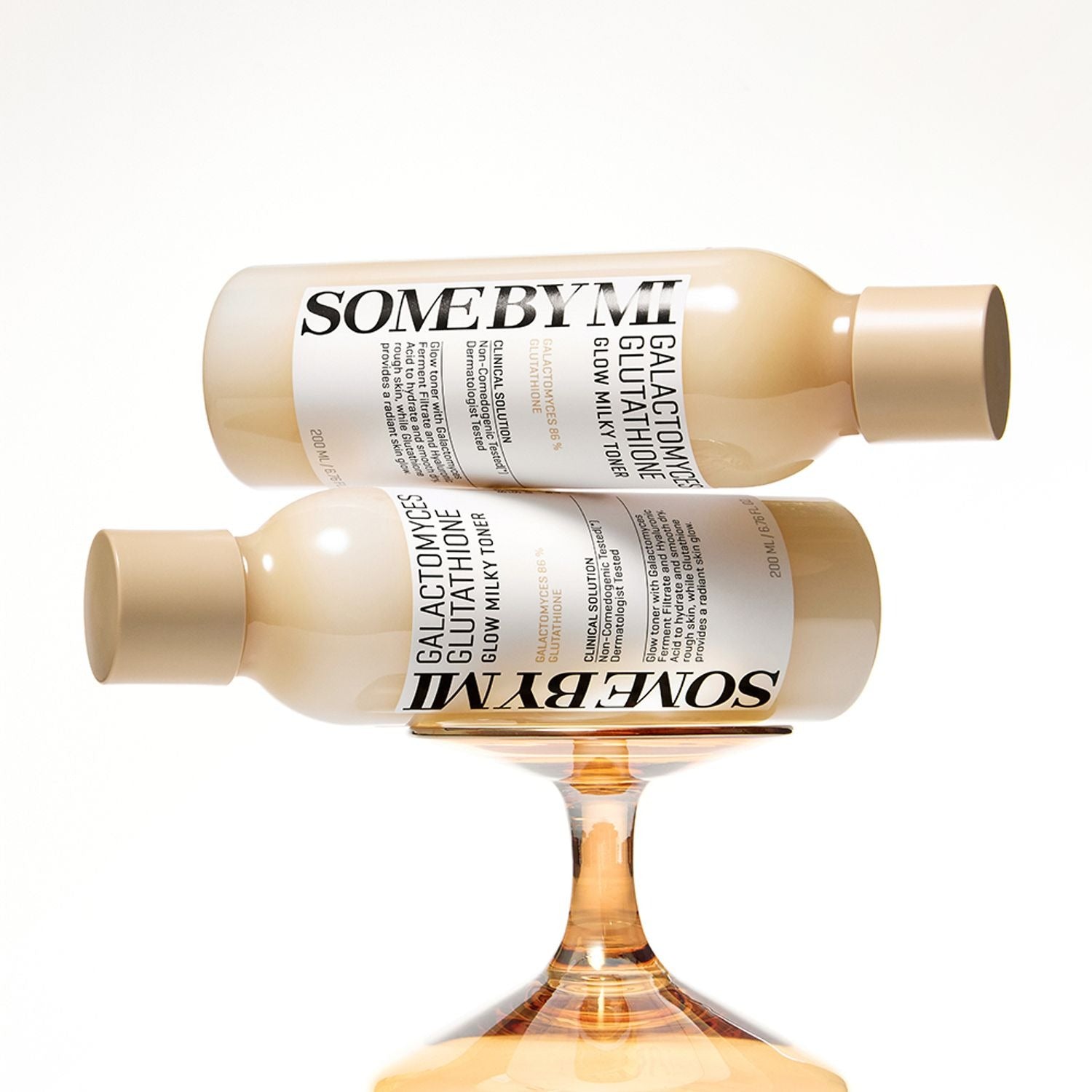 The Pharmacy Lab SOME BY MI Galactomyces Glutathione Glow Milky Toner 200ml shown in editorial product styling with creamy finish