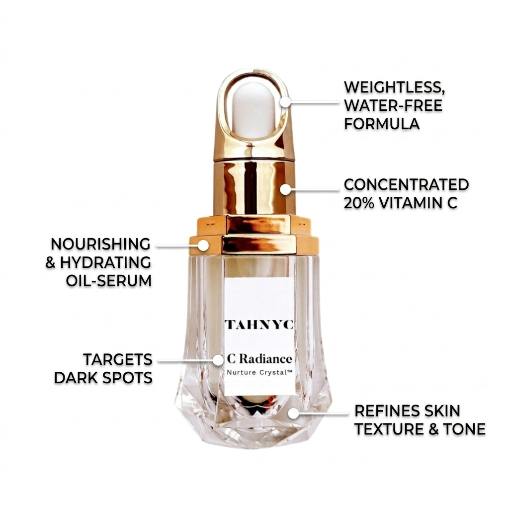 Tahinyo C Radiance Nurture Crystal bottle on a white background