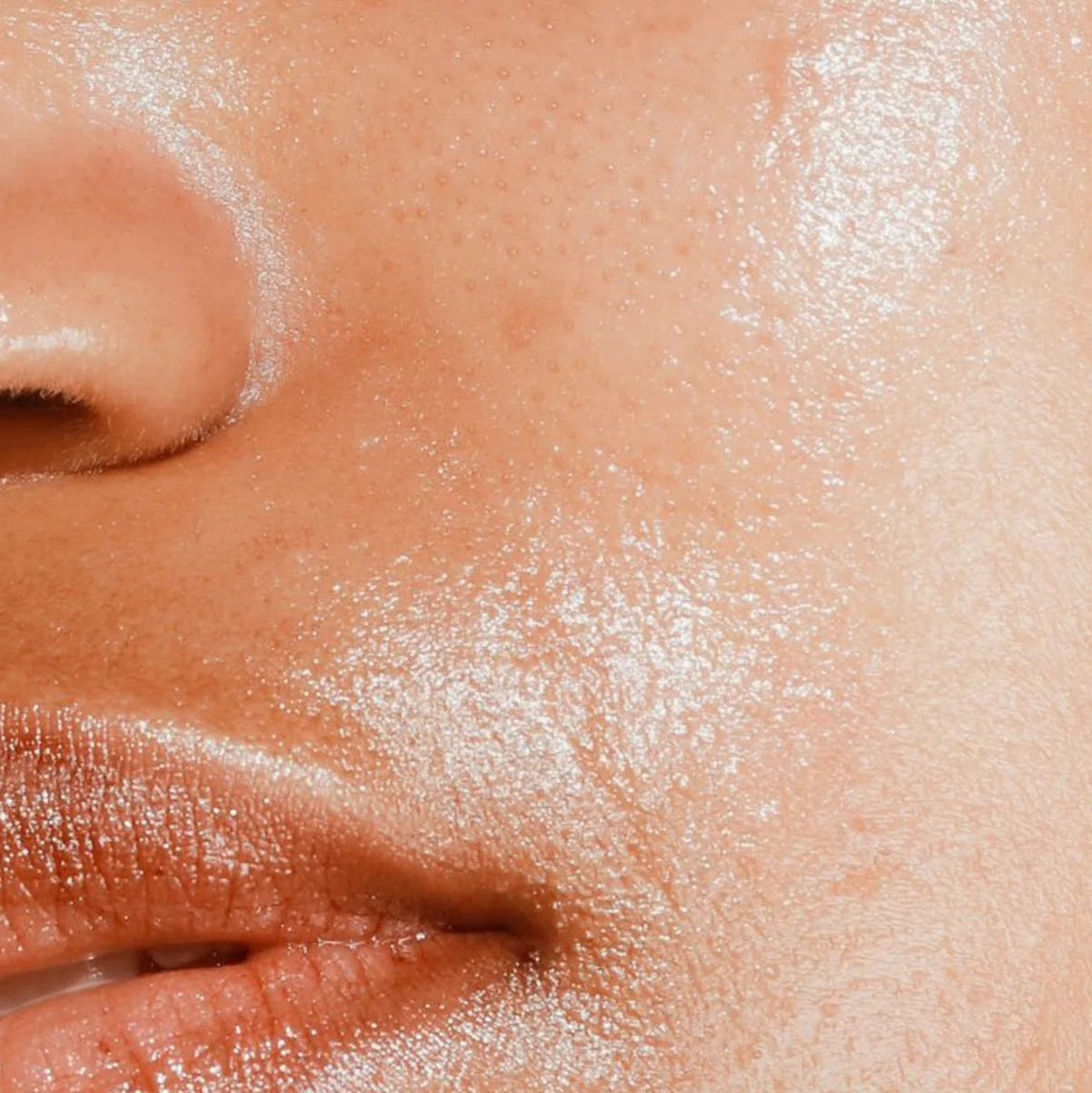 Glowing skin close-up after using The Pharmacy Lab TAHNYC Control M Mandelic Solution for radiant and healthy-looking skin